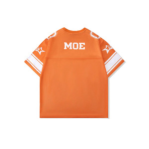 Maillot de football américain orange pour jeunes, coupe oversize, en mesh respirant, personnalisable avec logo, uniforme sportif d'équipe, tee-shirt streetwear - Product Image 3
