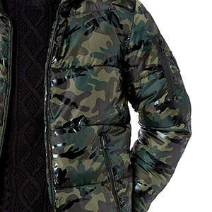 Veste d'hiver en toile matelassée à capuche pour homme, tendance, avec impression personnalisée sur le devant, chauffante, écologique, antibactérienne - Product Image 5