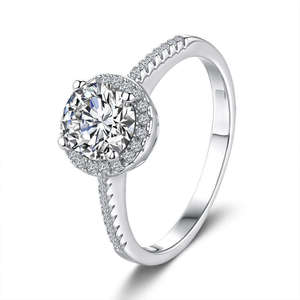 Bague de fiançailles en or blanc 14 carats avec diamant de laboratoire certifié IGI, taille brillant rond, pour femme, 1 carat, 2 carats, 3 carats - Product Image 4