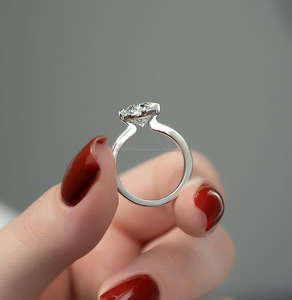 Anillo de Compromiso/Boda de Oro Blanco de 14k con Diamante Cultivado en Laboratorio IGI/GIA, Corte Pera, Unisex, para Regalo de Aniversario - Product Image 2