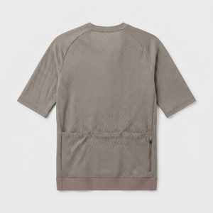 Maillot de cyclisme pour femme à manches trois quarts, séchage rapide, fermeture éclair intégrale, maille respirante, 100% polyester, haut de sport gris à motifs - Product Image 2