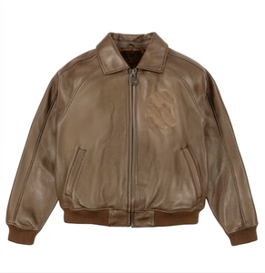 Men's Dyed PU Leather <b>Jacket</b> Plus Size Windproof Hip Hop Varsity With Woven Design Thick for Autumn - Product Image 3