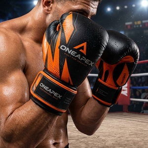Guantes de Boxeo Naranja y Negro, Guantes de Entrenamiento Profesional, Guantes de Boxeo Acolchados, Logotipo Personalizado OEM, Guantes Deportivos al por Mayor - Product Image 4
