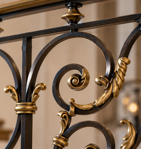 Circular Scroll Bronze Railing Balustrade <b>Handrail</b> for Luxury Hotels Villas Staircases and Decorative Architectural Interiors - Product Image 3