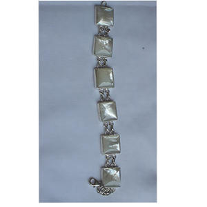 mother of pearl bracelet silver Silver bracelet shell white pearl mother of pearl bracelet <b>combinate</b> with bali silver - Product Image 3