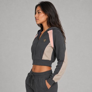 Women's 100% Cotton Winter Warm Comfy Hooded Jacket Autumn Winter Fleece Lined <b>Zip</b>-<b>Up</b> Kangaroo Pocket Logo on Front OEM - Product Image 6