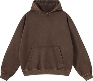 เสื้อฮู้ดโอเวอร์ไซส์ สีน้ำตาลล้วน ผ้าฝ้ายฟลีซ 100% เป็นมิตรกับสิ่งแวดล้อม ดีไซน์กระเป๋าเก๋ ทันสมัย ใส่ได้ทั้งชายและหญิง สำหรับฤดูใบไม้ผลิ น้ำหนัก 300 กรัม - Product Image 4