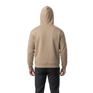 เสื้อฮู้ดสีเบจสำหรับผู้ชาย ผ้าฝ้ายฟลีซหนานุ่ม เสื้อฮู้ดผู้ชายแบบเรียบ สตรีทแวร์ รับทำโลโก้ตามสั่ง ขายส่ง OEM - Product Image 3