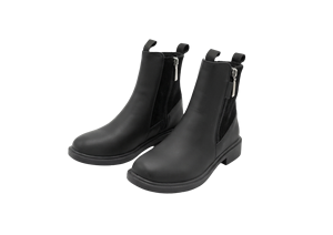 Botines Negros Retro con Plataforma, Punta Redonda, Tacón Cuadrado, Antideslizantes, Parte Superior de PU, Entresuela de EVA, Estilo Chelsea para Todas las Temporadas - Product Image 2