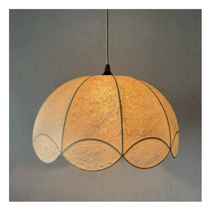 Lampe suspendue en tissu festonné de style moderne du milieu du siècle, luminaire suspendu en résine tissée minimaliste nordique pour salon - Product Image 1