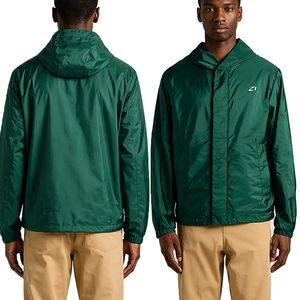 Wholesale Custom Green <b>Men</b>’s Lightweight Hooded Rain <b>Jacket</b> Windproof Nylon Menes <b>Jacket</b> OEM ODM Fashion Outerwear Manufacturer - Product Image 1