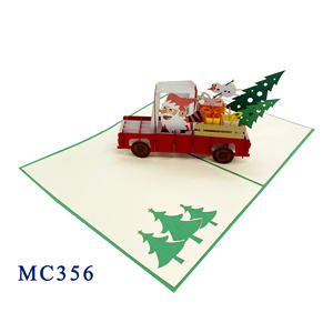 Tarjeta Pop-up 3D de Papel con Diseño Personalizado de Santa Claus Conduciendo un Coche, Estilo Ángel, Hecho a Mano en Vietnam, Impresión Offset - Product Image 3