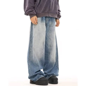 Jeans de Mezclilla Lavados Estilo Vintage ZY para Hombre, Jeans Holgados con Logotipo Personalizado, Jeans Rectos con Efecto Desgastado, Pantalones Holgados Estilo Y2K para Hombre - Product Image 3