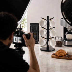 Heavy Duty Modern Handmade Wrought Iron <b>Mug</b> Holder with Strong Hooks for Displaying and Organizing Multiple Coffee Cups - Product Image 5