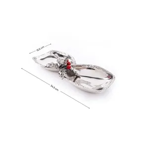 Vintage Metal <b>Decorative</b> <b>Plate</b> with Holly Design and Red Berries Irregular Shape Handmade Party Serving Dish - Product Image 2