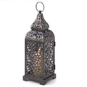 Hexagon Moroccan Metal <b>Lantern</b> With Star Cutouts <b>Black</b> Durable Home Decoration - Product Image 3