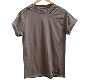 Venta al por mayor de fábrica: Camisetas de hombre 100% algodón con efecto desgastado, manga corta, cuello redondo, lisas, con impresión de logotipo personalizado. - Product Image 2