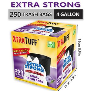 Sacs poubelles jetables de 4 gallons, 250 sacs résistants aux perforations et aux déchirures, capacité de 33 gallons, nettoyage multi-usages pour la maison - Product Image 1