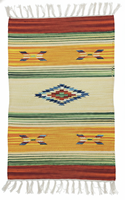 Tapis/chemin de table moderne en coton tissé beige, motif floral, lavable en machine, avec envers réversible, multicolore, pour prière, pique-nique, voyage
