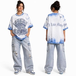 เสื้อเชิ้ตแฟชั่นวินเทจทรงโอเวอร์ไซส์ หนัก ทนทาน โลโก้ด้านหน้า ระบายอากาศได้ดี ทรงบ็อกซี่ ทรงหลวม สไตล์ดิสเทรส ใส่ได้ทั้งชายและหญิง - Product Image 3