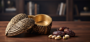 Boîte de rangement élégante en métal doré antique avec ailes d'ange et cœur, pour fruits secs et dates, organisateur de table - Product Image 5