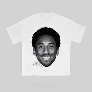 T-shirt graphique unisexe vintage avec portrait de légende du basketball, col rond surdimensionné, manches courtes, noir - Product Image 5