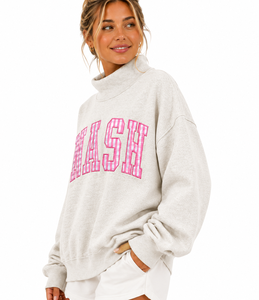 Custom Greek Sorority <b>Mock</b> Neck Sweatshirt Women TBSIGMA Chenille Embroidered Oversized Cotton Fleece Pullover - Product Image 5
