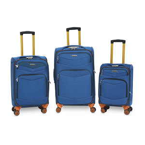 Polyester Luggage Set 3-Piece Blue Premium Fabric Trolley <b>Bag</b> Set With Silent <b>Wheels</b> And Comfortable Carry Handle For <b>Travel</b> - Product Image 4