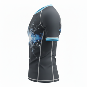 T-shirt de compression à manches courtes premium, sublimé, respirant, coutures renforcées, tissu durable, pour MMA, BJJ, surf. - Product Image 3