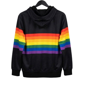 Sudadera con Capucha para Hombre, Estampado de Rayas, Casual, Negra, Manga Larga, con Bolsillo Canguro y Cordón Ajustable - Product Image 5