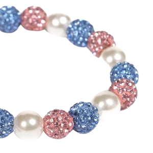 Crystal and Pearl Beaded Bracelet with Boy and Girl <b>Charms</b> Stretch Wrist Bracelet Fashion Jewelry Gift for Women Everyday Wear - Product Image 3