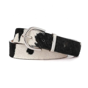 Ceinture décontractée en cuir de vache à imprimé animal avec boucle à ardillon argentée, design rectangulaire - Product Image 4