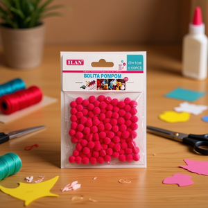 Pallina di ponpon Ilan da 1,0 cm rosa per decorazioni fai da te - Product Image 2