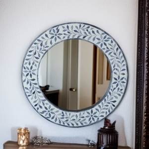 Classic Bone Inlay Modern Pattern Feng Shui Religious Luxury Decorative Handmade <b>Bathroom</b> <b>Wall</b> <b>Mirror</b> Frame - Product Image 2