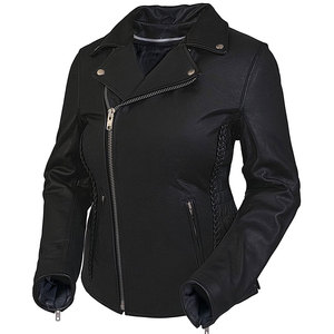 ZULARI IMPEX Women's Black Silk Eco-Friendly Midweight <b>Gothic</b> Style Full Length Winter <b>Jacket</b> Zipper Closure Braided Side - Product Image 3