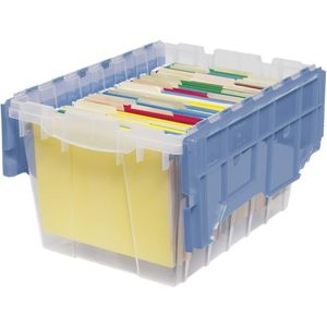 Contenitore di Stoccaggio in Plastica Impilabile da 12 Galloni con Coperchio Integrato e Guide per Archiviazione a Lettera - Armadietto Portadocumenti - Product Image 6