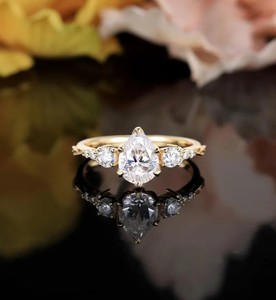 Pear Cut Moissanite <b>Ring</b> 925 Sterling <b>Silver</b> Elegant Teardrop <b>Solitaire</b> Engagement <b>Ring</b> Minimalist Wedding Jewelry Gift for Her - Product Image 1