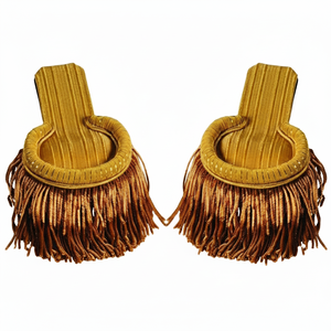 แผ่นประดับไหล่แบบพรีเมียมสีน้ำตาลขอบพู่ ทำจากโพลีเอสเตอร์ สำหรับชุดเครื่องแบบพิธีการและชุดทางการ พร้อมพู่ประดับด้วยเส้นด้ายทอง - Product Image 5