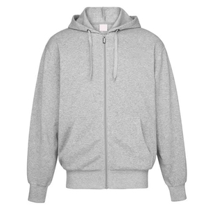Sudadera con Capucha Gris para Hombre, Cierre de Cremallera, Corte Regular, Informal, de Felpa, Algodón Ecológico, Impresión por Descarga, Ropa de Invierno - Product Image 3
