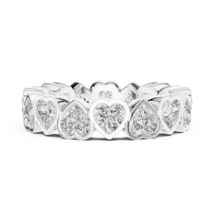 Bague Éternité Unisexe en Argent 925 avec Diamant de Laboratoire Taille Cœur 3.68 CTW Couleur E, Sertie en Bezel, Bijou Fin Romantique - Product Image 3