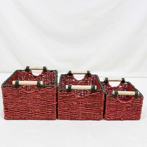Nouvel ensemble de paniers de rangement en jonc de mer, bacs gigognes tressés pour le linge avec poignées en bois - Product Image 2