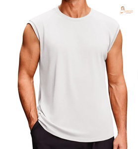 Débardeurs sans manches pour hommes, col rond, décontractés, pour la gym et l'entraînement, respirants, séchage rapide, coupe ajustée, 100 % coton tricoté - Product Image 1