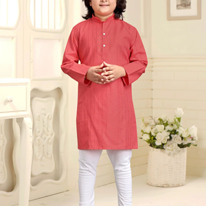 ชุดคุรตะเด็กผู้ชายแบบดั้งเดิม Bandhani Little Maharaja ผ้าฝ้ายแห้งเร็ว ทรงปกติ ความยาวคลุมเท้า เหมาะสำหรับงานแต่งงาน งาน Diwali งานปาร์ตี้ ทุกฤดูกาล - Product Image 1