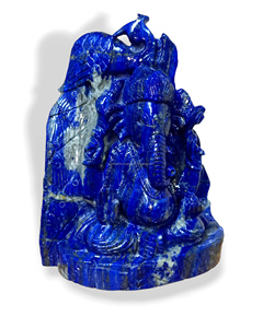 Escultura de Piedra Preciosa Curativa Tallada a Mano del Dios Ganesh en Lapislázuli Natural, Estatua Decorativa para el Hogar de Feng Shui Ecológica - Product Image 6