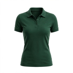Chemise à manches courtes pour femme, 100% coton, tissu tricoté, couleur unie, col boutonné, coupe ajustée, longueur normale, de BD - Product Image 3