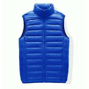 Gilet matelassé respirant en duvet pour homme, chaud pour l'hiver, doublé polaire, col montant, fermeture éclair intégrale, sans manches, pliable - Product Image 1