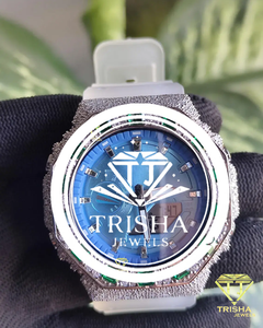 Luxury Iced Out Moissanite Diamond <b>Watch</b> for Men 925 <b>Sterling</b> <b>Silver</b> Blue Dial Hip Hop Jewelry Timepiece Gift for Him - Product Image 2