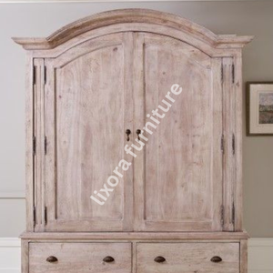 Luxury Handcrafted Solid Wood 2 Door <b>Wardrobe</b> with 4 Lower Drawers Rustic Distressed Ash Armoire - Product Image 3
