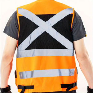 Gilet de sécurité unisexe haute visibilité réfléchissant en maille polyester respirante, imprimé par transfert thermique, vêtement de travail multi-poches, résistant aux perforations - Product Image 6