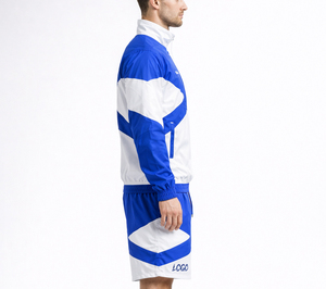 ชุดเซ็ตสองชิ้นคุณภาพสูง ผ้าไนลอนพิมพ์ลายแบบซับลิเมชั่น เสื้อแจ็คเก็ตกันลมสไตล์วินเทจ ผ้าโพลีเอสเตอร์ ชุดสตรีทแวร์แบบมีซิป เสื้อแจ็คเก็ตกันลมพร้อมกางเกงขาสั้น - Product Image 3